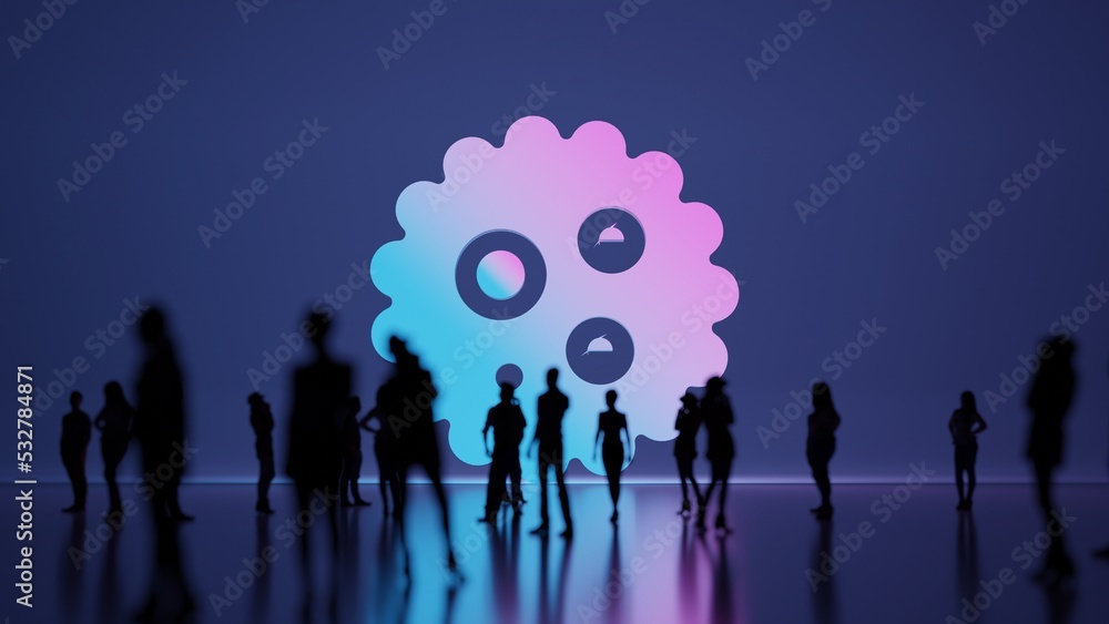 3d rendering people in front of symbol of bacterium on background