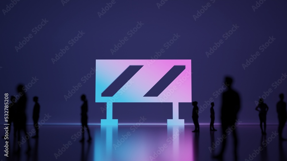 Fototapeta premium 3d rendering people in front of symbol of barrier on background