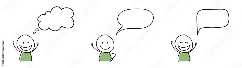 Concept of empty speech balloons with happy stickman. Vector Concept of empty speech balloons with happy stickman. Vector