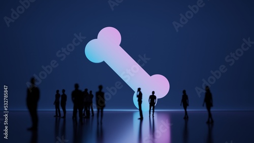 3d rendering people in front of symbol of bone on background