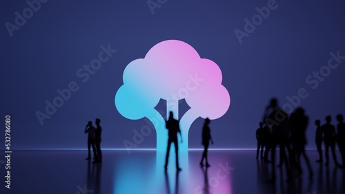 3d rendering people in front of symbol of broccoli on background