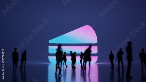 3d rendering people in front of symbol of cake on background