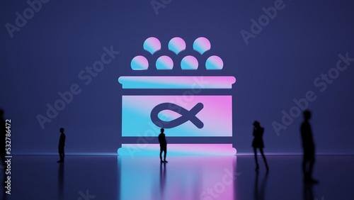 3d rendering people in front of symbol of caviar on background