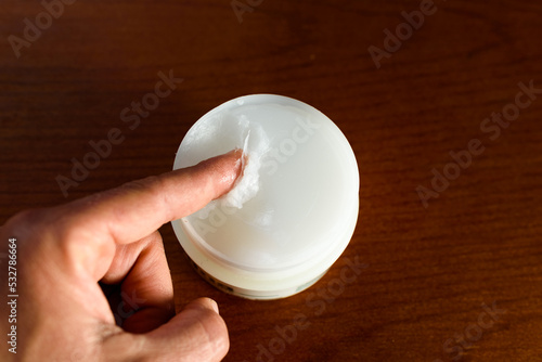 Vaseline, derived from petroleum, is used to cover wounds, keep the skin hydrated and prevent chafing. photo