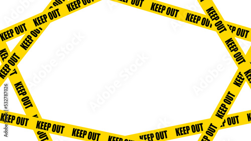 Police yellow and black warning tape or no trespassing tape. PNG transparent background illustration. Keep out tape.