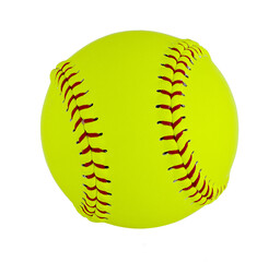 Yellow softball isolated on transparent background. PNG file.