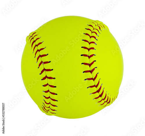 Yellow softball isolated on transparent background. PNG file. photo