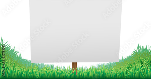 Sign in sunny grass field