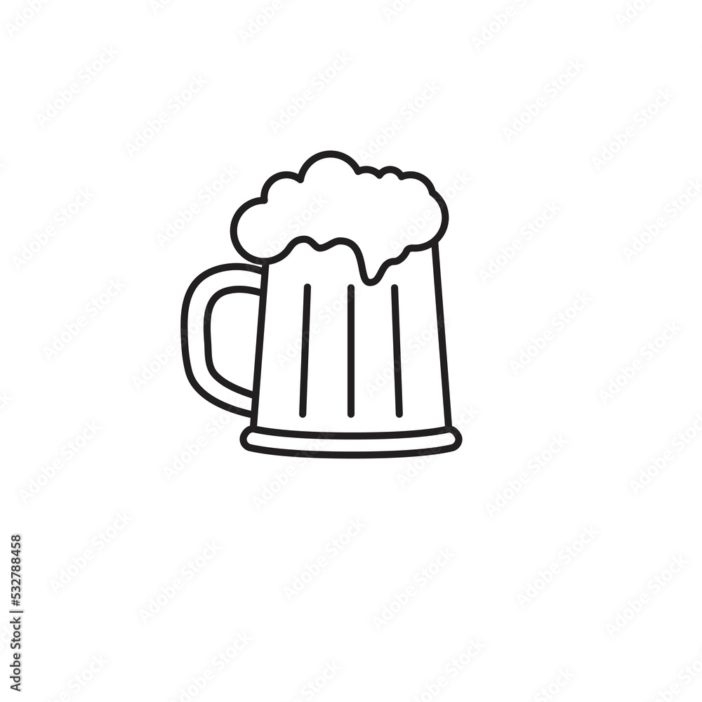 Beer mug vector outline, white background
Beer mug vector outline, white background