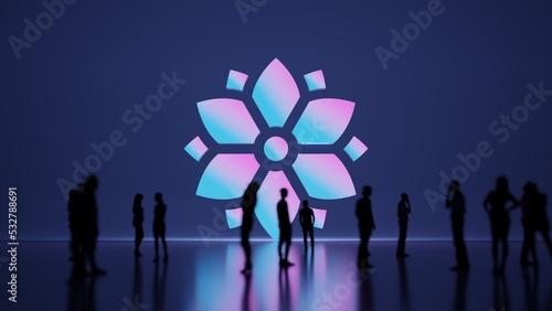 3d rendering people in front of symbol of flora on background