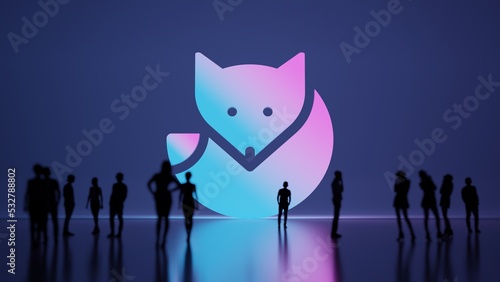 3d rendering people in front of symbol of fox on background