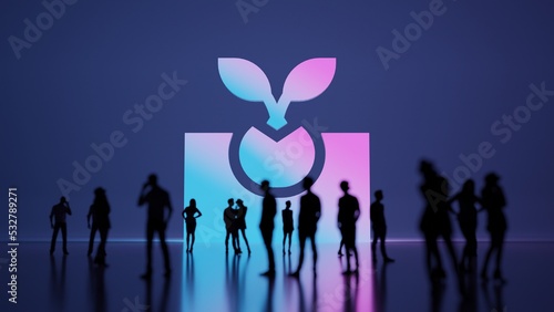 3d rendering people in front of symbol of germination on background