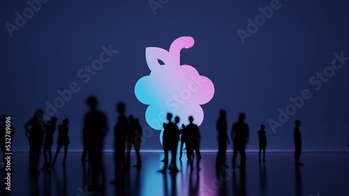 3d rendering people in front of symbol of grape on background
