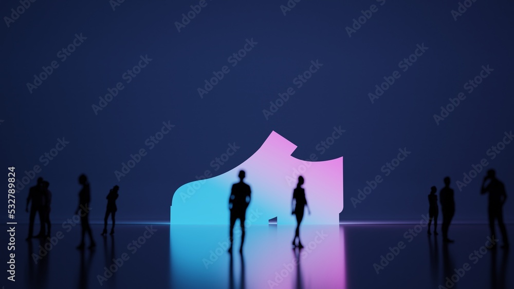 Fototapeta premium 3d rendering people in front of symbol of groom shoe on background