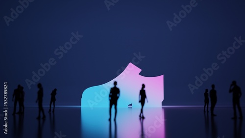 3d rendering people in front of symbol of groom shoe on background