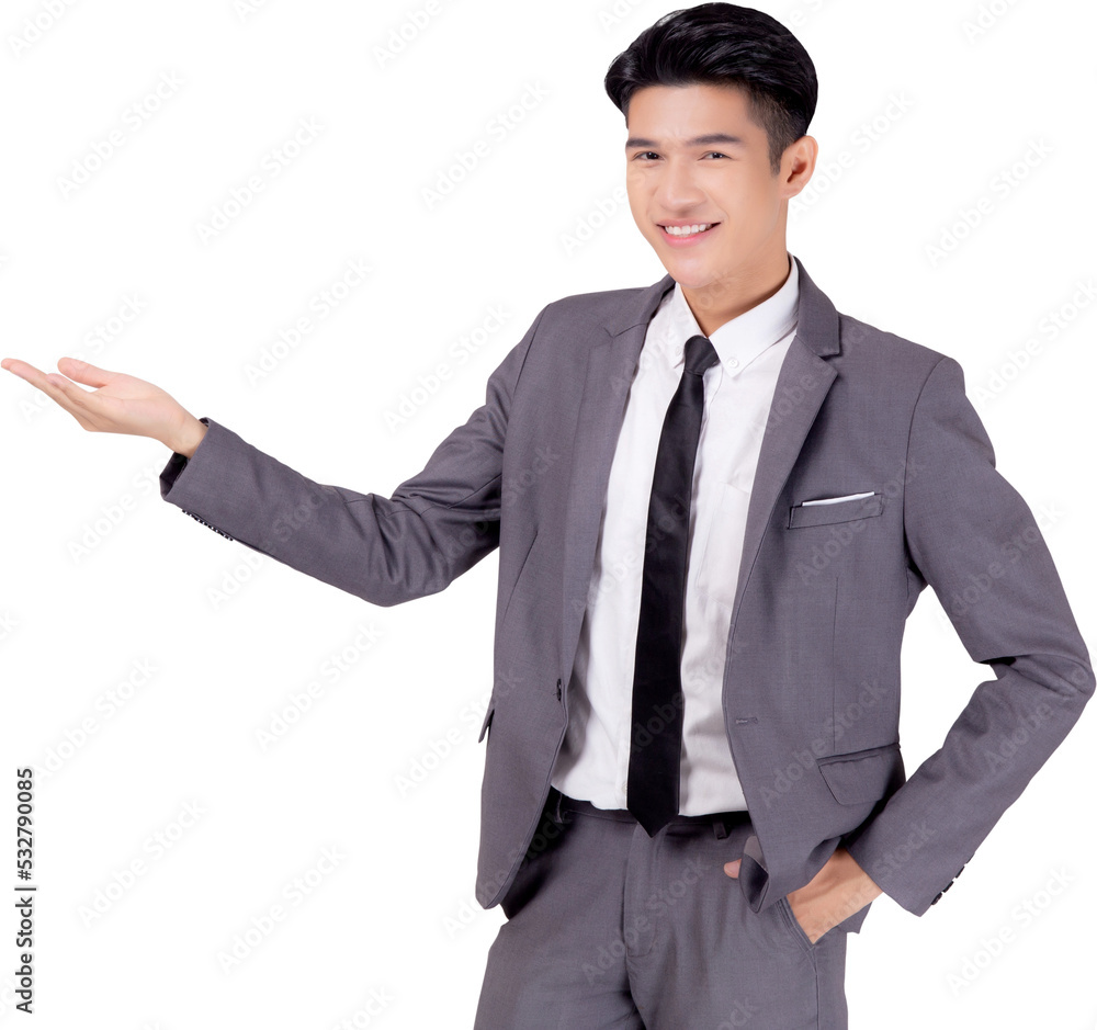 Portrait young asian business man in suit presenting isolated png transparent file, advertising and marketing, executive and manager, male confident showing success, expression and emotion. Portrait young asian business man in suit presenting isolated png transparent file, advertising and marketing, executive and manager, male confident showing success, expression and emotion.