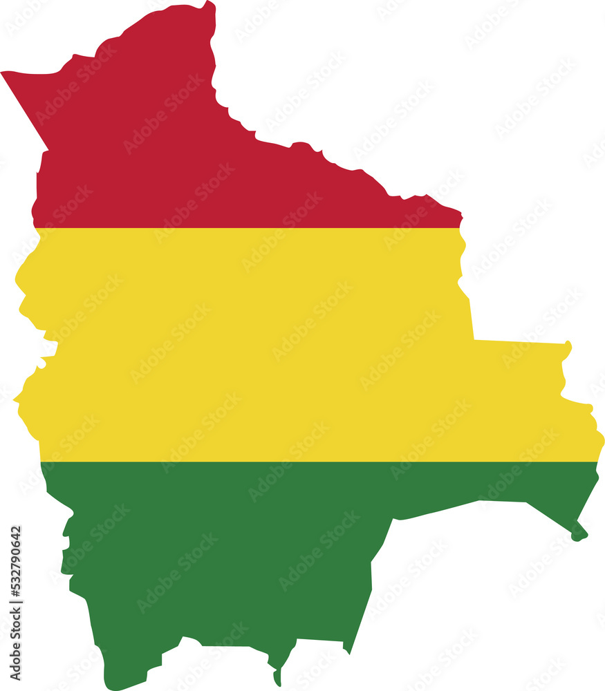 Bolivia map city color of country flag. Bolivia map city color of country flag.