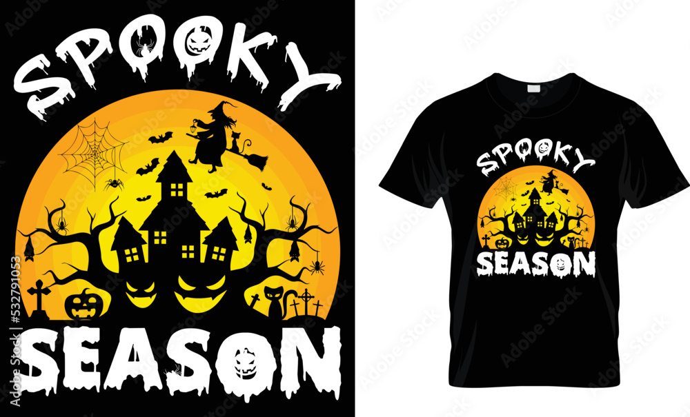 spooky
 season
 Halloween
 t shirt design
 template
