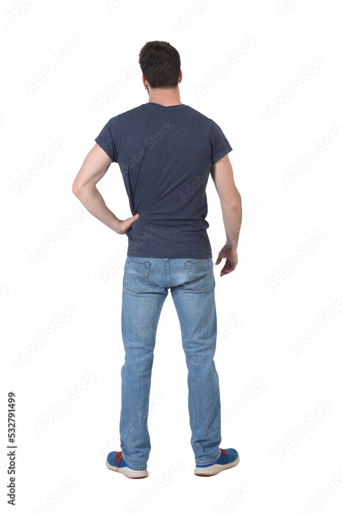 back view of a full portrait of a man on white background back view of a full portrait of a man on white background