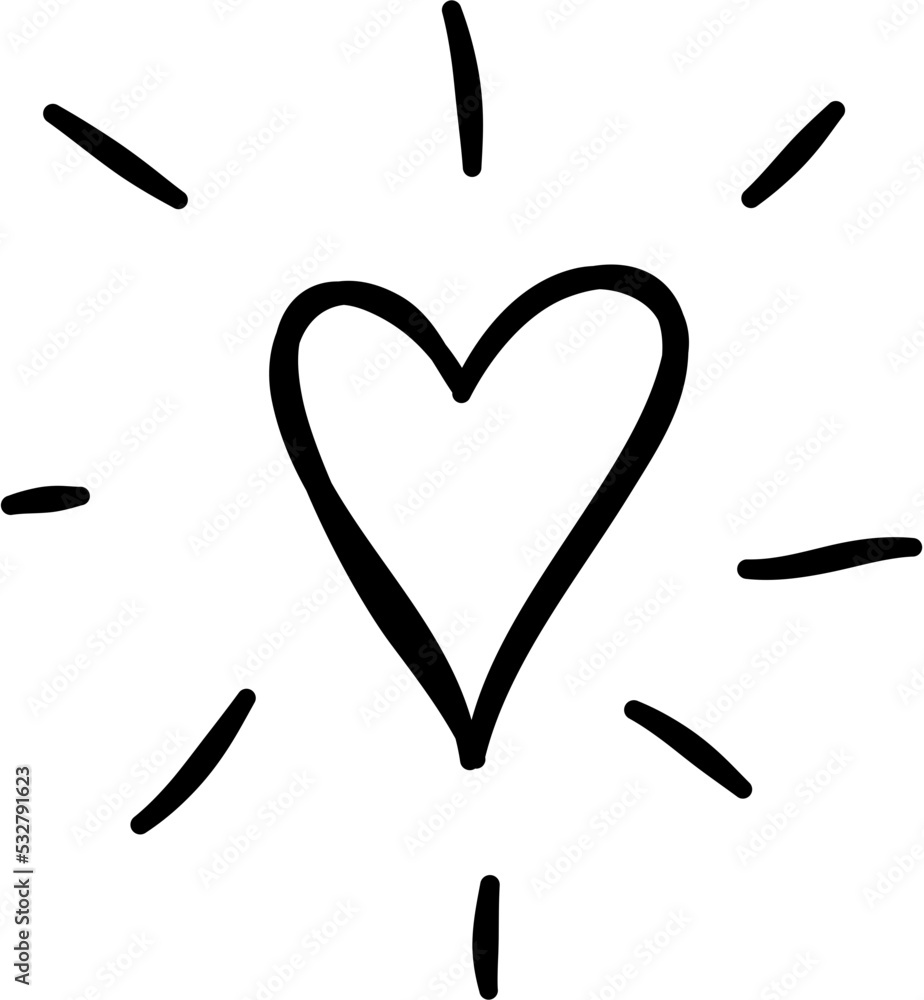 Glowing Beating Heart Doodle Hand Drawn Glowing Beating Heart Doodle Hand Drawn