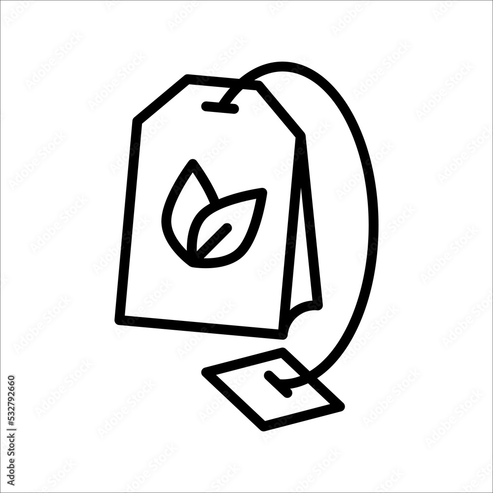 Teabag, dip, aromatic Line icon. Herb tea bag packaging For morning beverage symbol. vector illustration. EPS 10