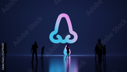 3d rendering people in front of symbol of nose on background photo