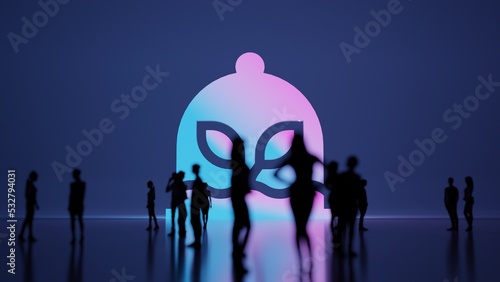 3d rendering people in front of symbol of plant in glass on background