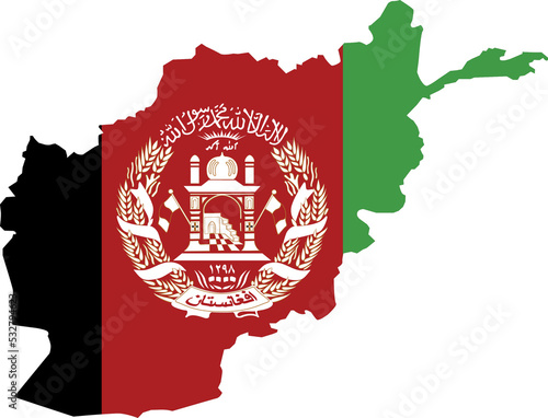 Afghanistan map city color of country flag.