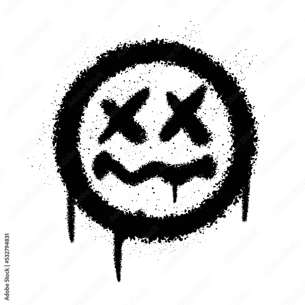 Graffiti Spray Paint Sick Face Emoticon Isolated Vector Illustration ...