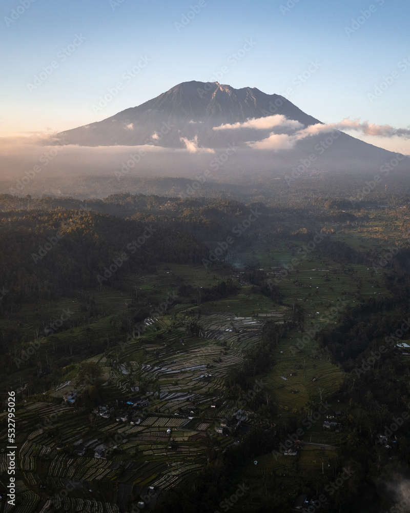 Bali Volcano Rice Fields 
