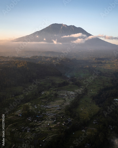 Bali Volcano Rice Fields 
