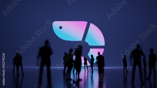 3d rendering people in front of symbol of shrimp on background