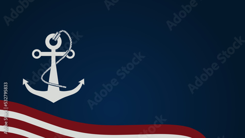 blue background anchor silhouette with copy space, Suitable to use on Columbus day event