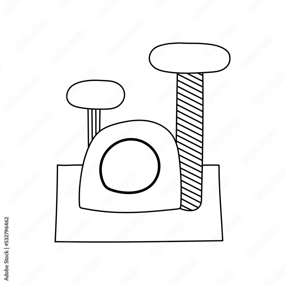 Hand drawn illustration of cat scratching post
