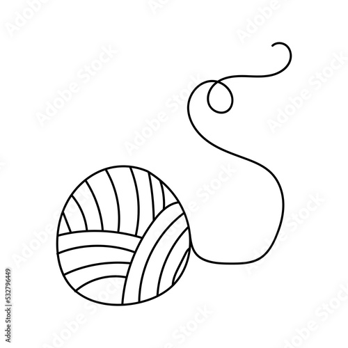 Hand drawn illustration of ball of yarn