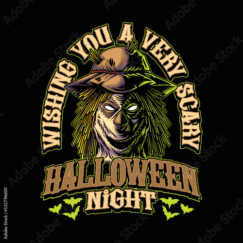 Halloween Scarecrow Head Illustration Design (ID: 532796600)