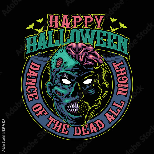 Halloween Zombie Head Illustration Design (ID: 532796829)