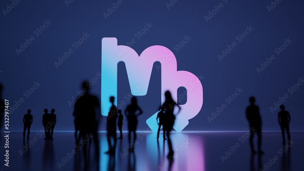 3d rendering people in front of symbol of Virgo zodiac on background