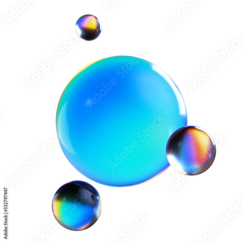 3d render  abstract colorful glass balls or iridescent bubbles