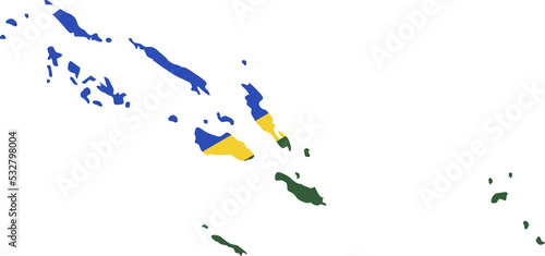 Solomon Islands map city color of country flag.