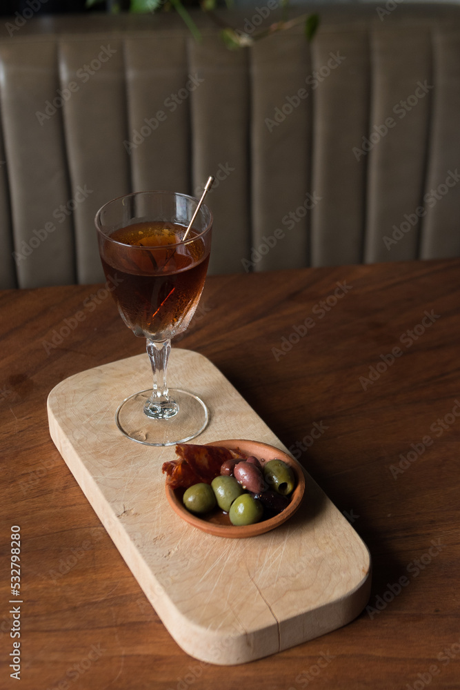 Cocktail and olives