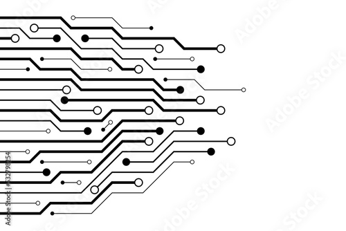 Circuit board abstract technology geometric shape on white background
