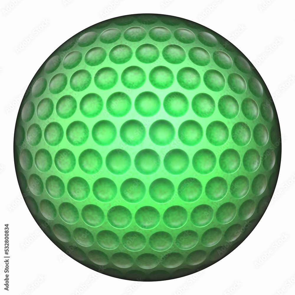 A 3D illustration of a green Putting Golf ball A 3D illustration of a green Putting Golf ball