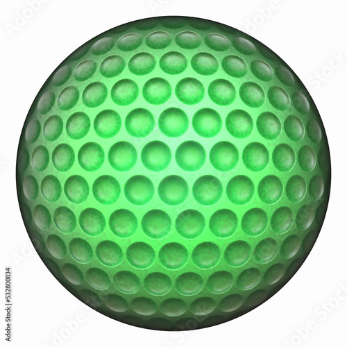 A 3D illustration of a green Putting Golf ball