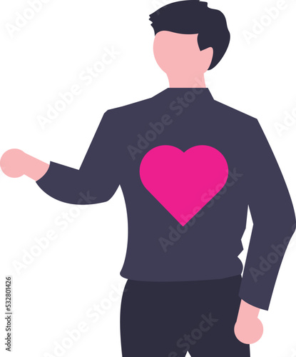 Cute boy with heart tshirt.