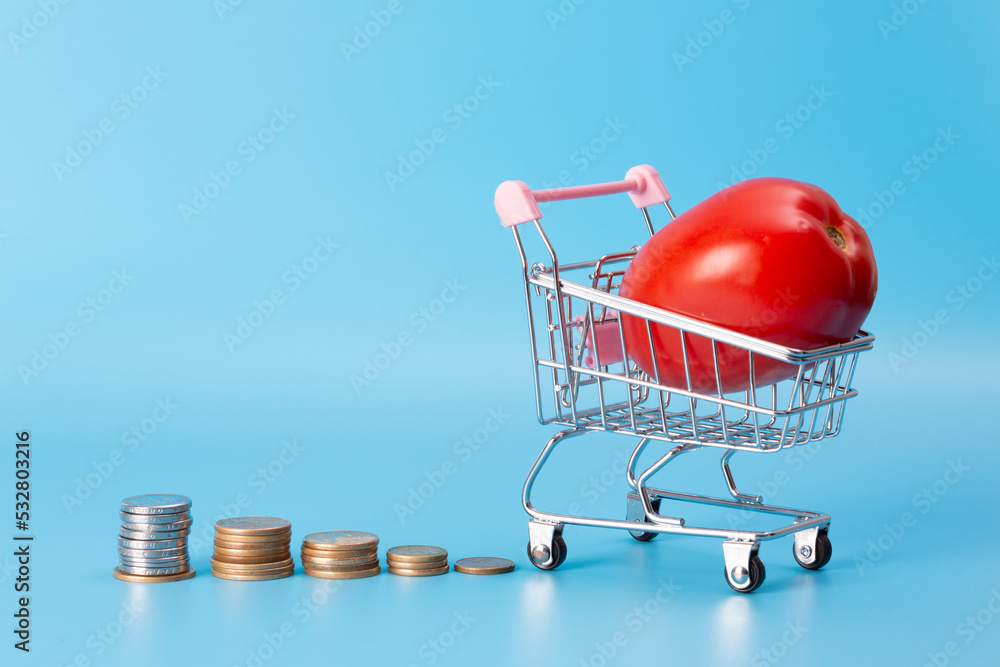 Εκτύπωση καμβά stacks of coins shrinking in size indicating deflation and falling food prices