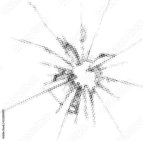 Cracked glass Halftone effect. Texture broken glass with cracks. Abstract of cracked screen Smartphone from shock.