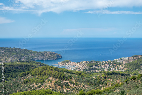 Panoramic view of the port of Soller (Spain) from the viewpoint of Ses Barques in summer © Miguel Ángel RM