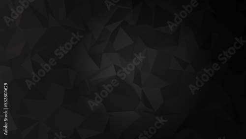 Dark abstract monochrome background with textured low poly triangle geometric effect. 