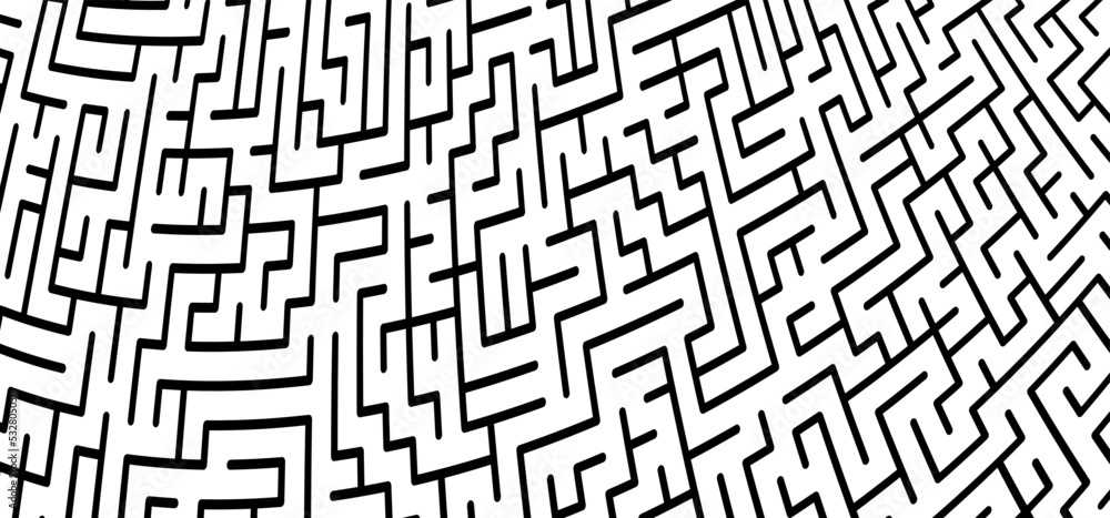 Education logic, labyrinth line. Black square maze. Vector. Find the way, labyrinth riddle. Black, white geometric pattern. labyrinth design icon. Maze tangled lines. Thinking game. Education logic, labyrinth line. Black square maze. Vector. Find the way, labyrinth riddle. Black, white geometric pattern. labyrinth design icon. Maze tangled lines. Thinking game.
